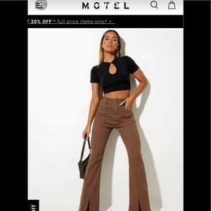 Motel Rocks Split Jeans in Rich Brown in xs